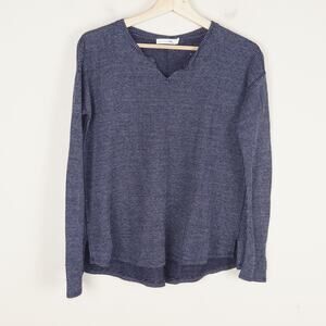 Rag & Bone Waffle Knit Split Neck Long Sleeve Blue Top Womens Sz XS